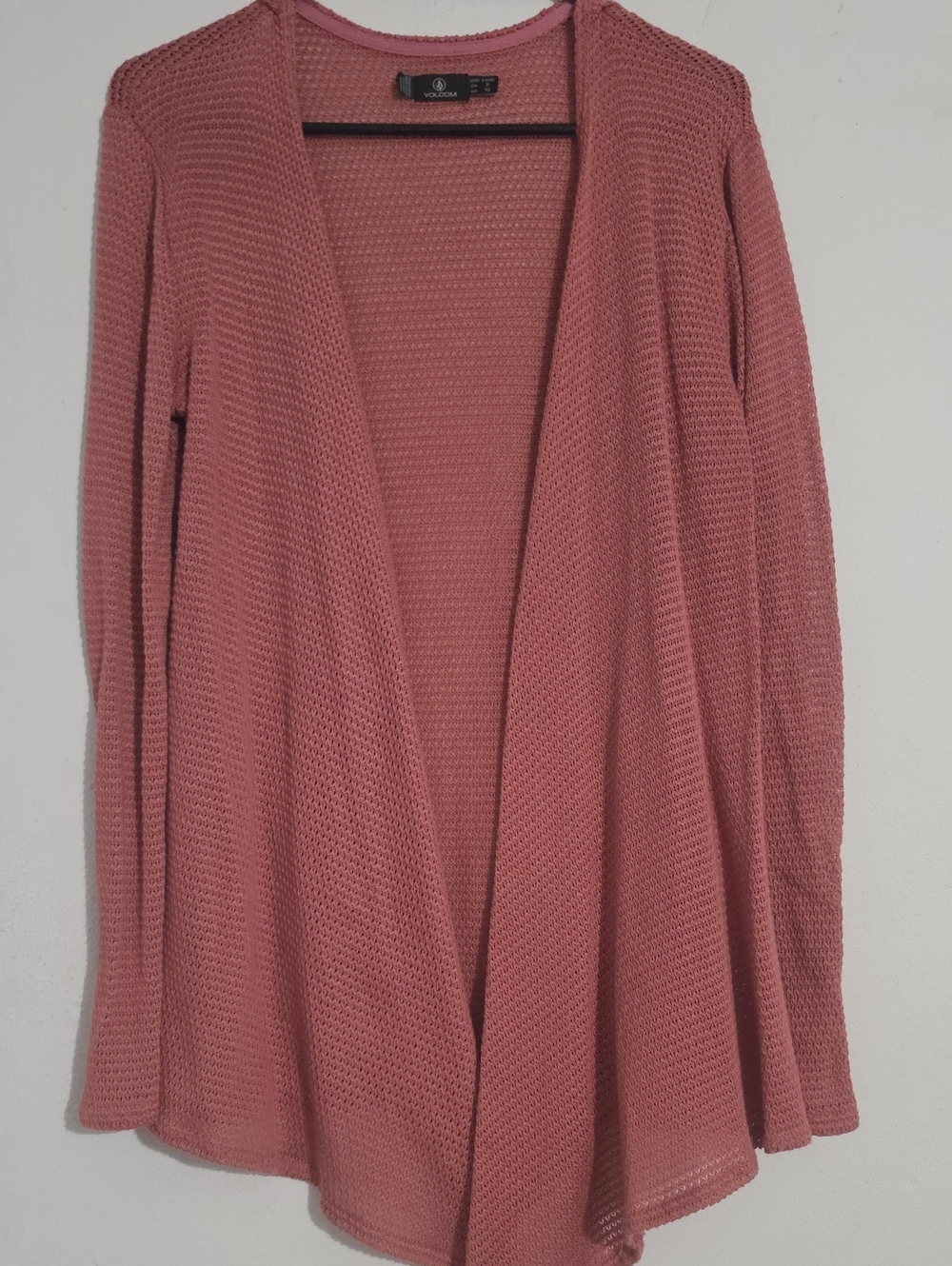 Volcom Dusty Rose Open-Front Knit Cardigan